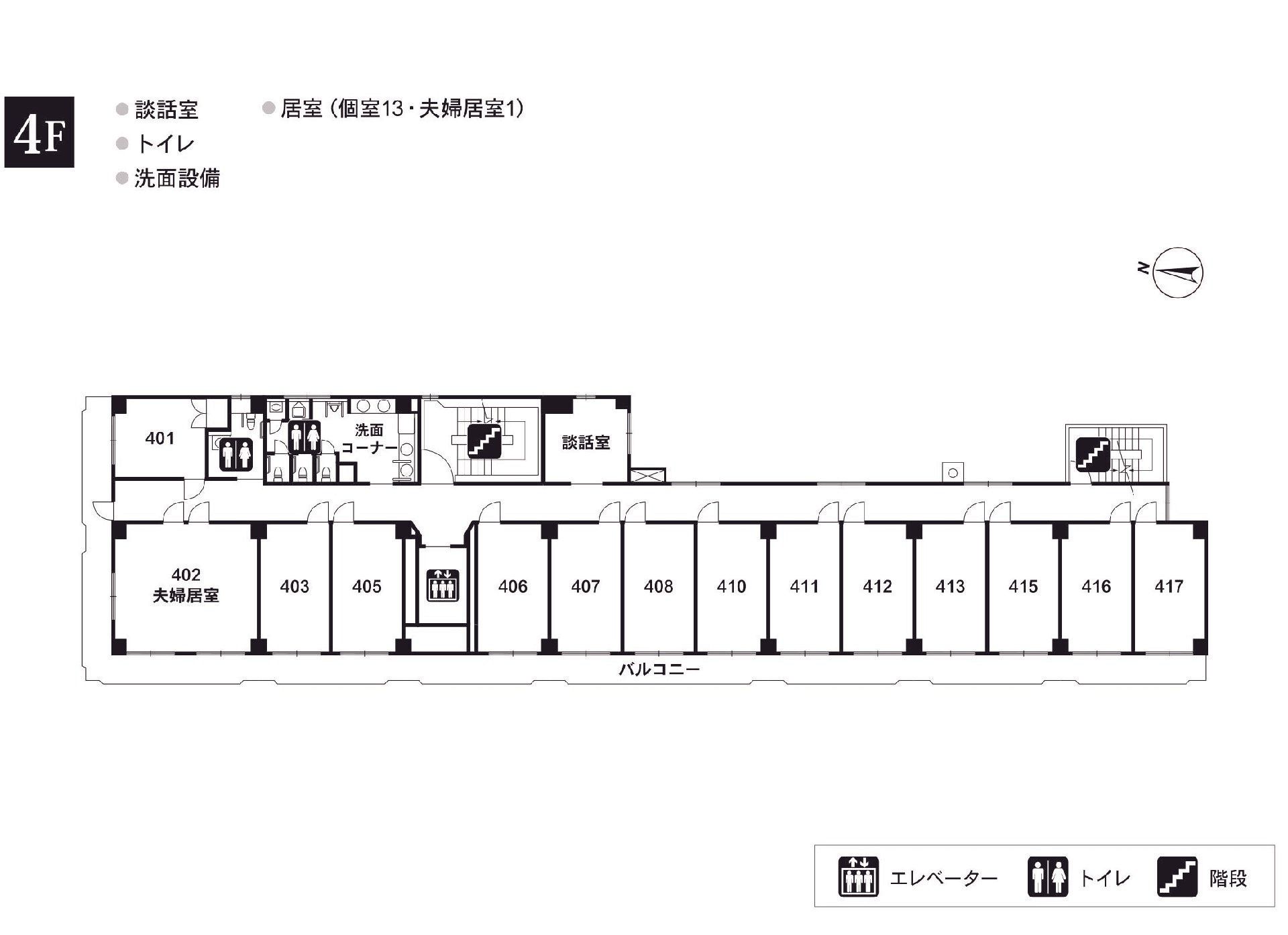 リアンレーヴ市ヶ尾弐番館の4Ｆのフロアマップ