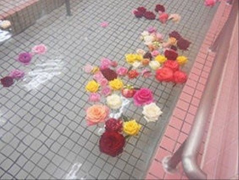 「エスペランサ南小岩」のバラ風呂。香りを嗅ぐことで、心身の癒やしとなっている。