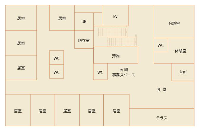 共生家みずほの グループホームの２Ｆのフロアマップ