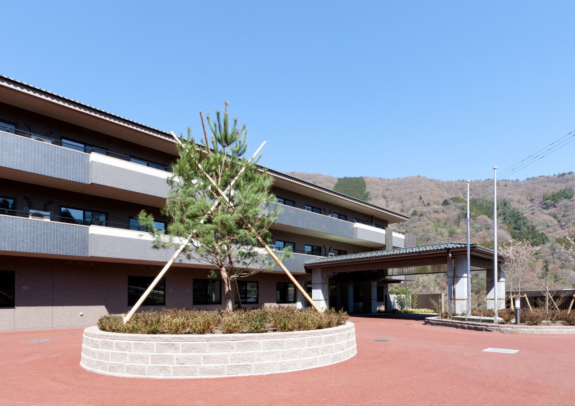 緑豊かな建物の外観