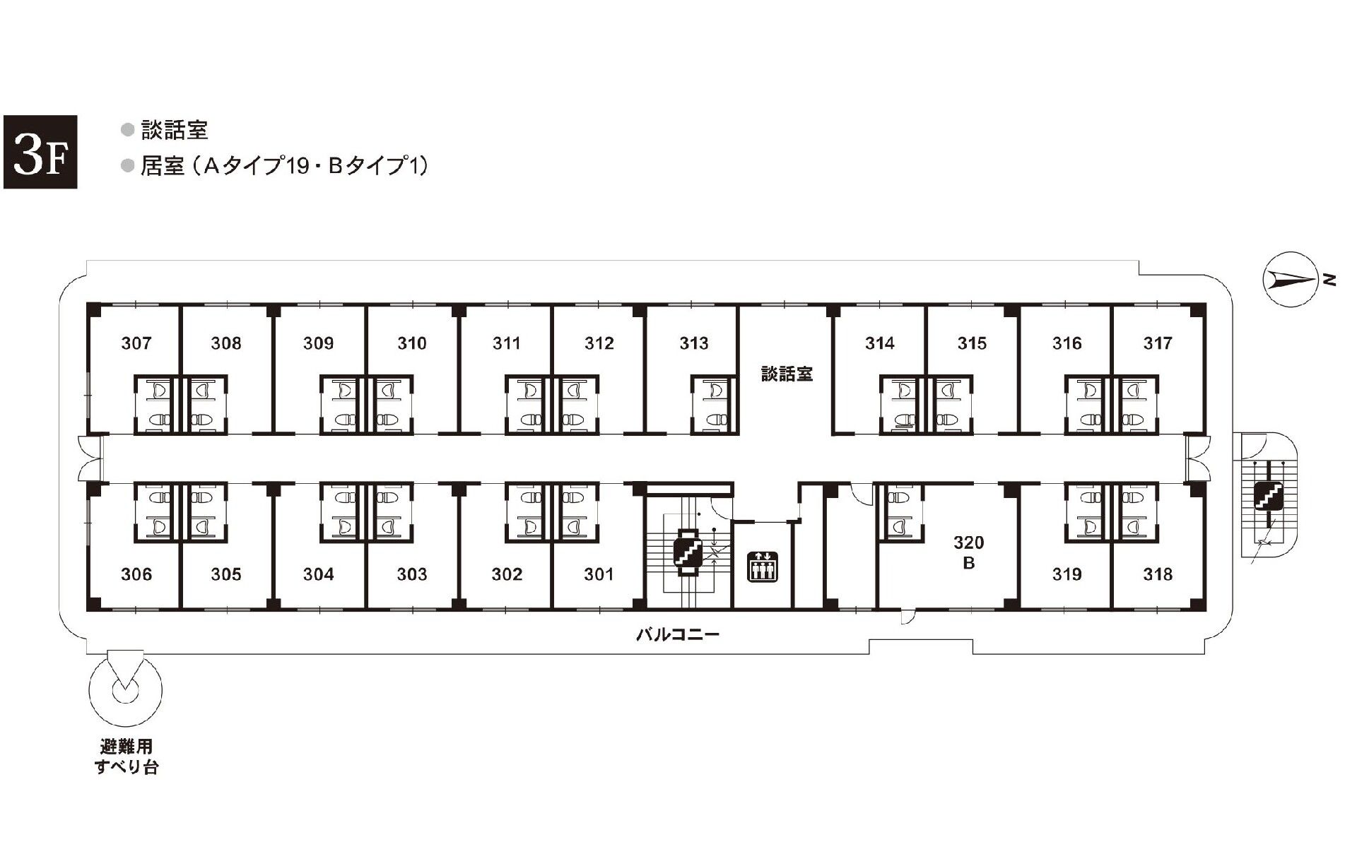 応援家族東川口の3Ｆのフロアマップ