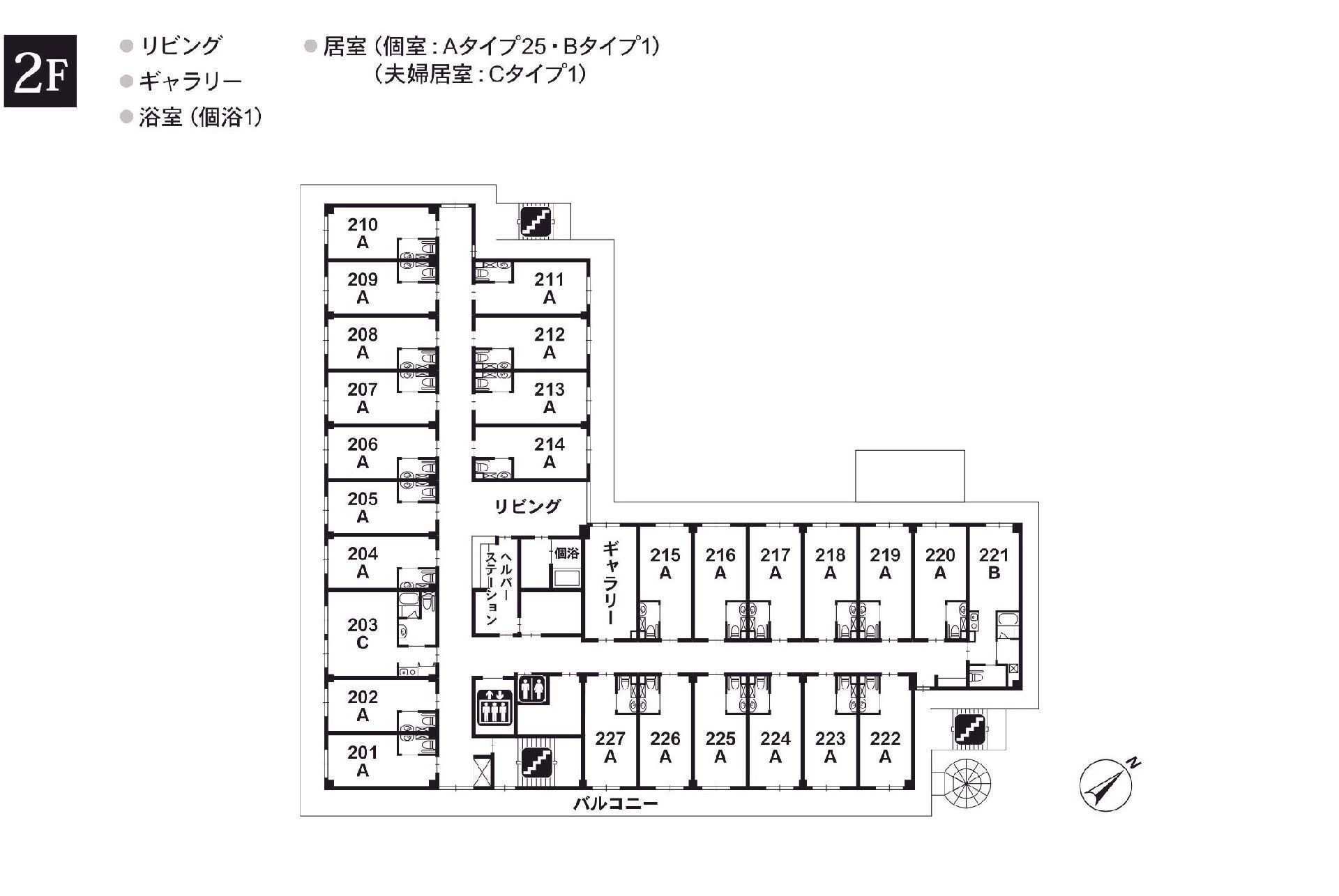 応援家族松戸の2Ｆのフロアマップ