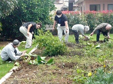 あずみ苑 グランデ柳沢の家庭菜園。敷地内の菜園で採れた野菜は、夕食時などに美味しく料理される。