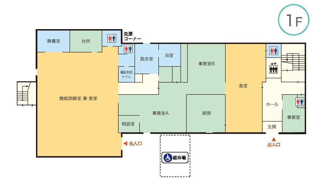 コンフォート門真の1Fのフロアマップ