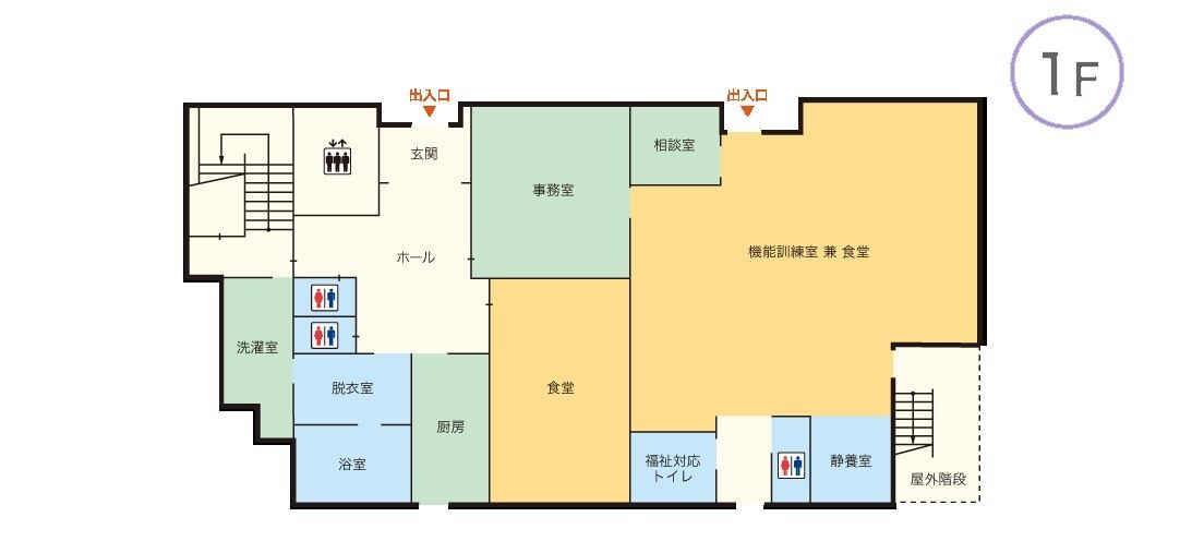コンフォート大東の1Fのフロアマップ