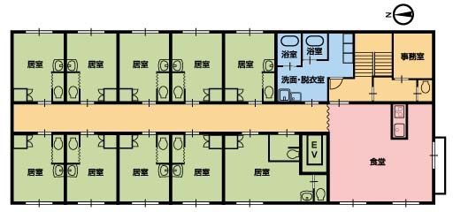 有料老人ホーム やまびこの２階のフロアマップ