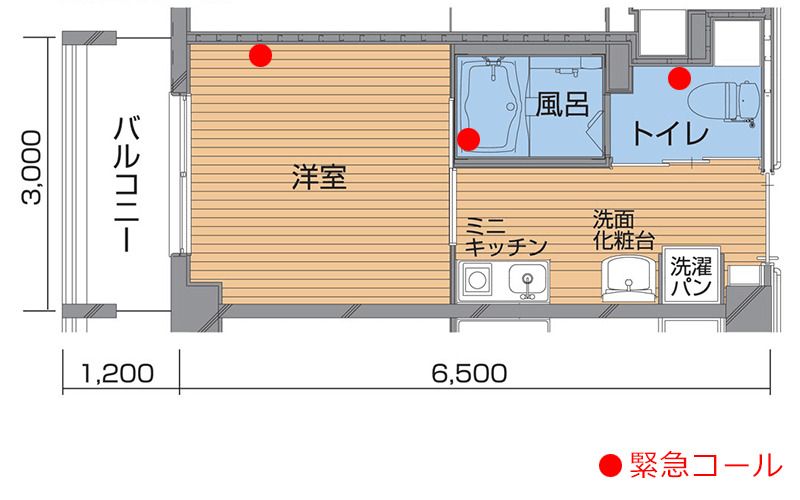 サービス付き高齢者向け住宅 ファースト都が丘の浴室あり（３階）の間取り図