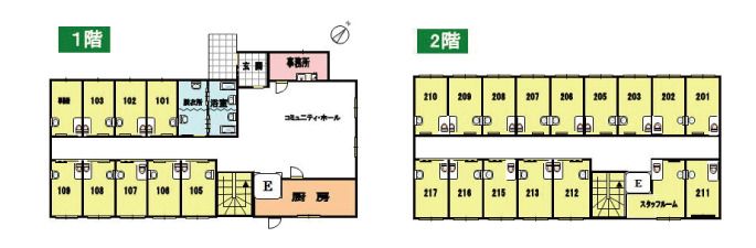 サンテラス姫路南の1～2階のフロアマップ