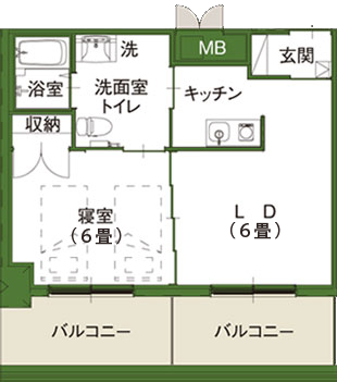 サービス付き高齢者向け住宅 コムニの里みどりヶ丘のWTypeの間取り図