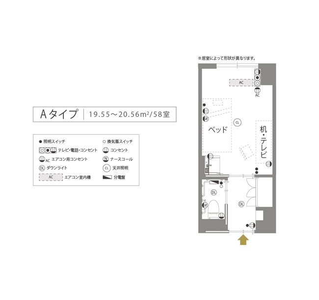 チャームプレミア御影のＡタイプの間取り図