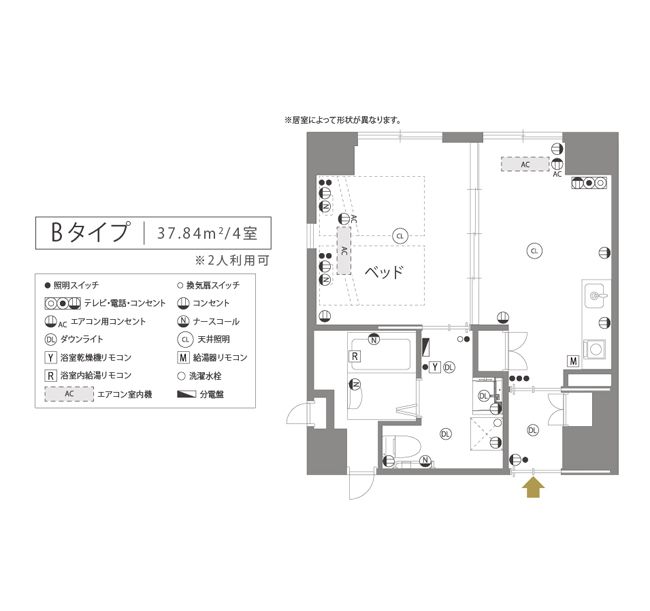 チャームプレミア御影のＢタイプの間取り図