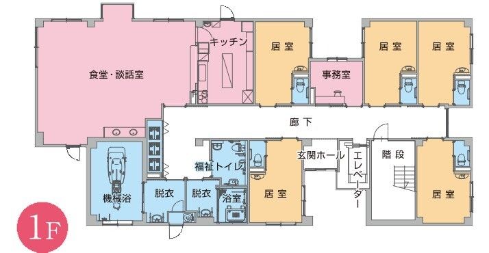 住宅型有料老人ホーム アスター上田の1Fのフロアマップ