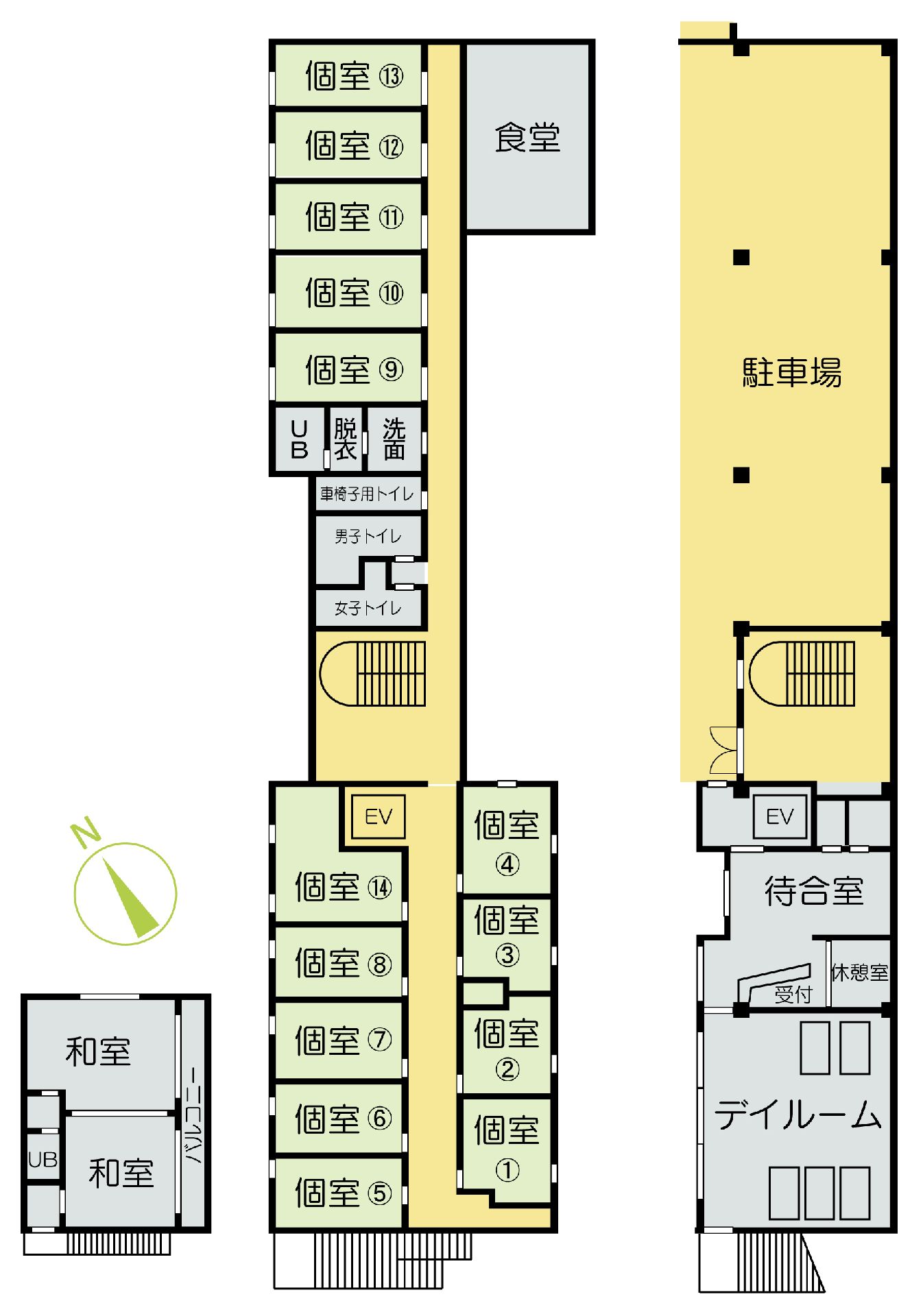 住宅型有料老人ホーム ケアホームひまわり苑のフロアマップのフロアマップ