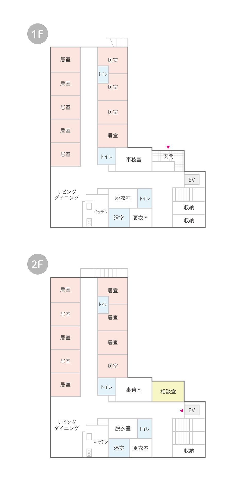 はなまるホーム青戸の1～2Ｆのフロアマップ