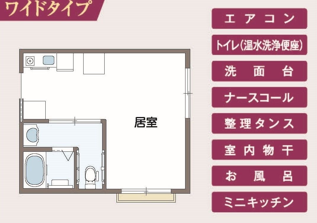 サービス付き高齢者向け住宅 グレイス明治橋のワイドタイプの間取り図