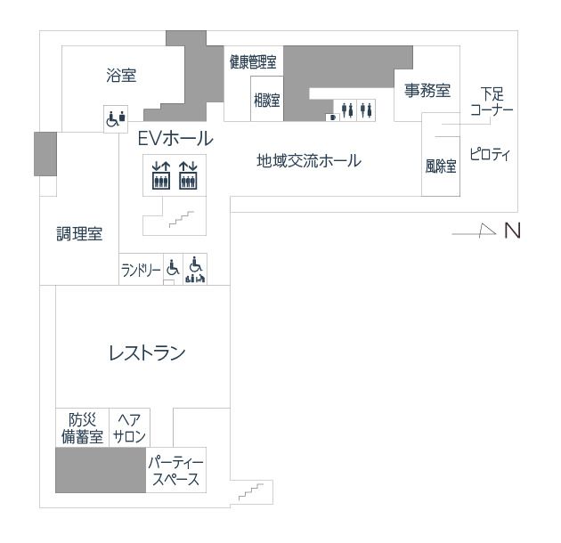 ツクイ・サンシャイン西馬込の1Ｆのフロアマップ