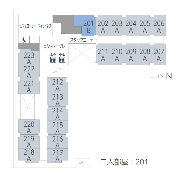 ツクイ・サンシャイン西馬込の2Ｆのフロアマップ
