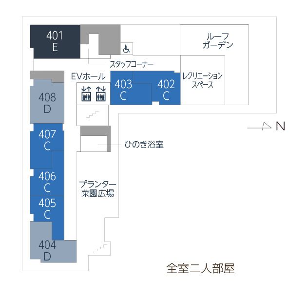 ツクイ・サンシャイン西馬込の4Ｆのフロアマップ