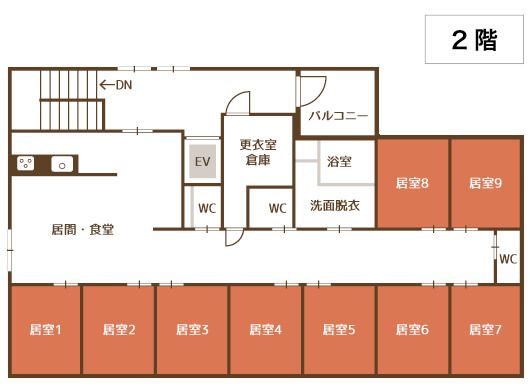 グループホーム咲花 新栄の2Ｆのフロアマップ