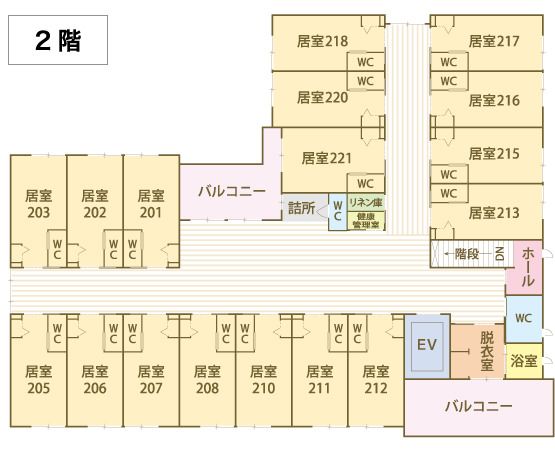 ホームライフ咲花 稲生の2階のフロアマップ