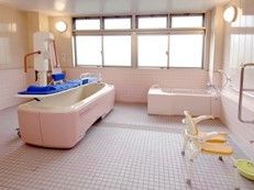 寝たきりように設計された介護浴槽が写っている写真