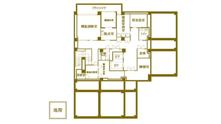 トラストガーデン四条烏丸の地階のフロアマップ