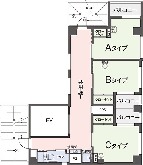 ケアハウス 神田紺屋町の3～8Fのフロアマップ
