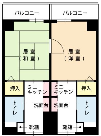 ケアハウス 雅の苑の夫婦部屋の間取り図