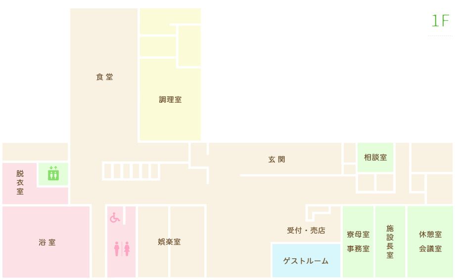 ウエルガーデンコスモスの1Fのフロアマップ
