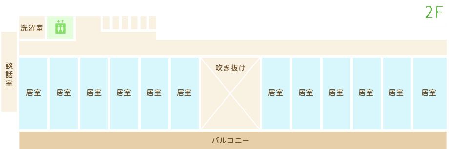 ウエルガーデンコスモスの2Fのフロアマップ