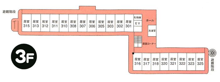 ケアハウス 有明の3Ｆのフロアマップ