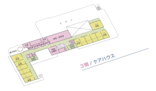 ケアハウス せせらぎ緑風苑の3階のフロアマップ