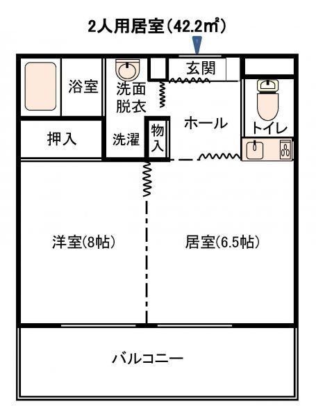 ケアハウス せせらぎの2人用居室の間取り図