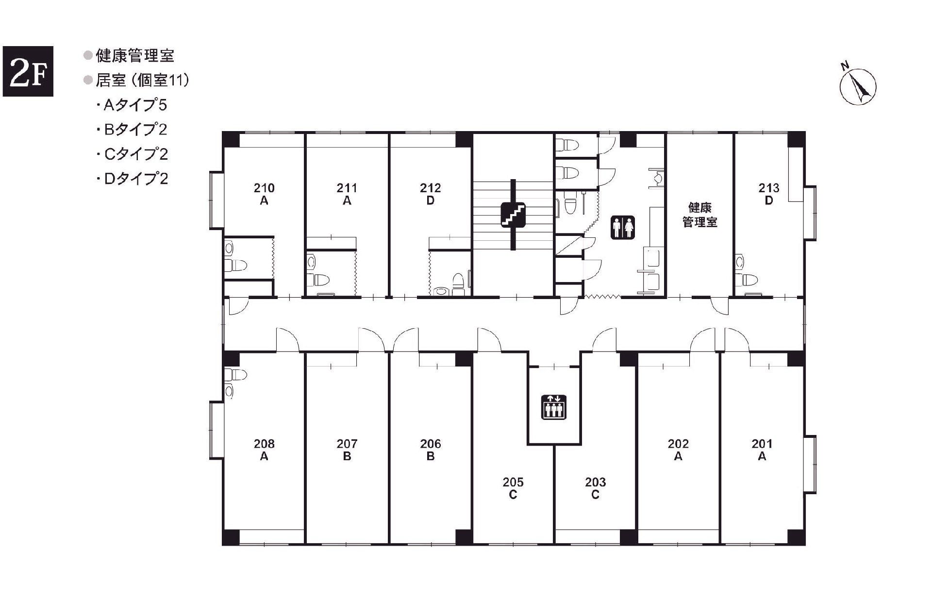 リアンレーヴ蘇我壱番館の2Ｆのフロアマップ