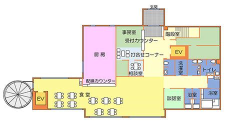 ケアハウス 国立あおやぎ苑立川の1Fのフロアマップ