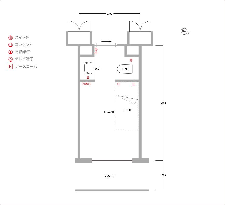 ヒュッテ目黒の居室間取りの間取り図