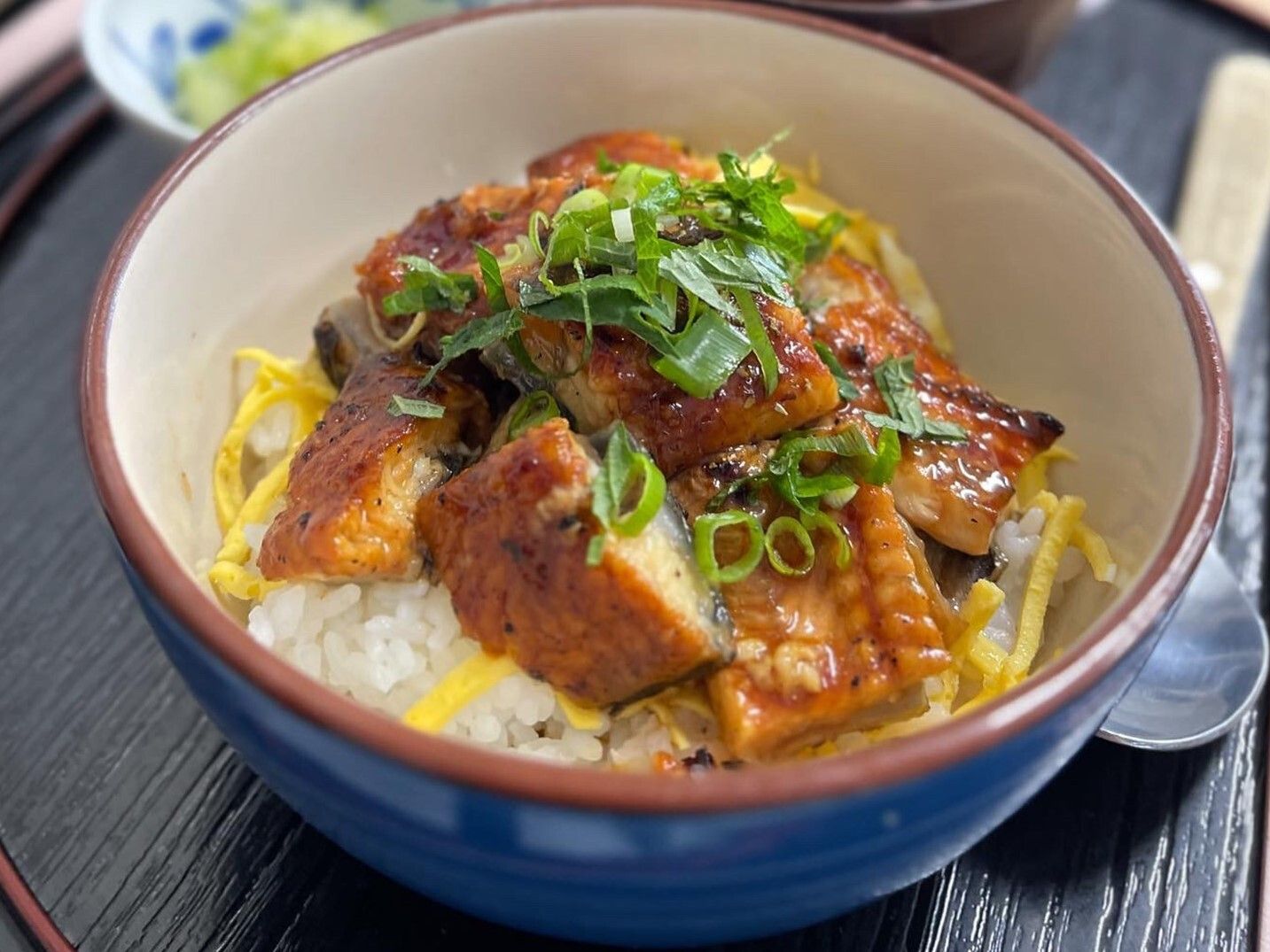 ねぎや錦糸たまごがのった鰻丼