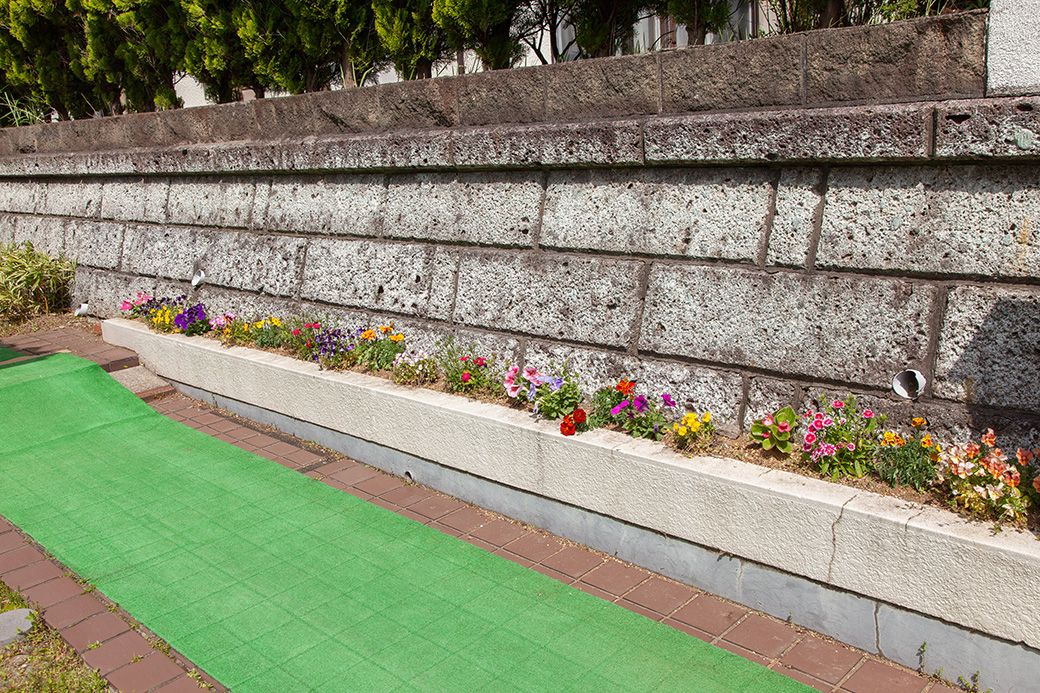 花壇付きの散歩道