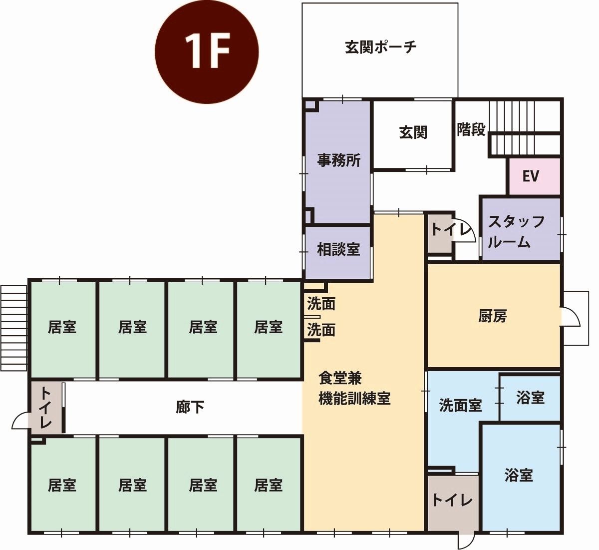 ケアガーデン高針の1Ｆのフロアマップ