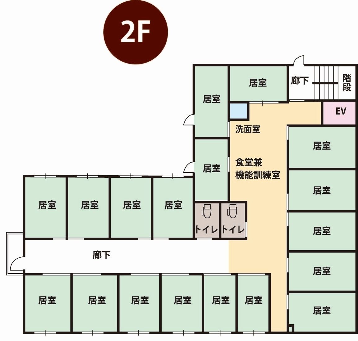 ケアガーデン高針の2Ｆのフロアマップ