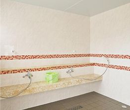 洗髪用シンクが備わる洗面所