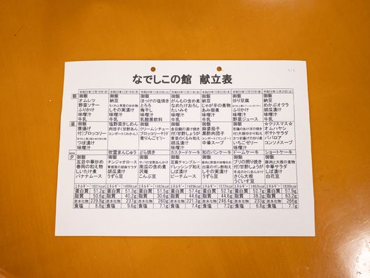 献立表