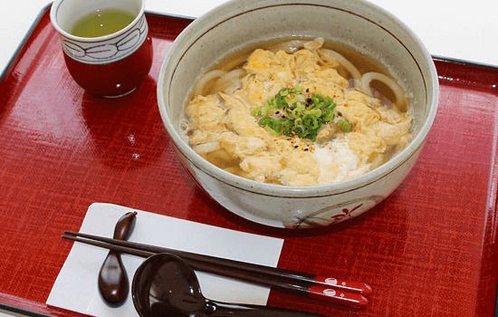 ネギをトッピングしたかきたまうどん