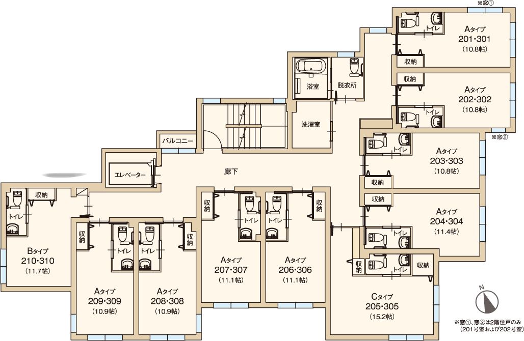 サービス付き高齢者向け住宅 ほほえみの郷の2～3階のフロアマップ