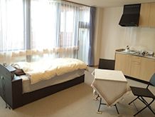 仲良く食事をしている高齢の男性と女性