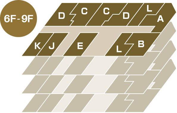 サービス付き高齢者向け住宅 アーバンサークルの6～9Ｆのフロアマップ