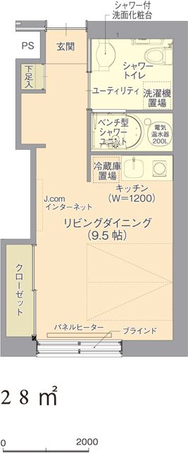 サービス付き高齢者向け住宅 アーバンサークルのJ typeの間取り図