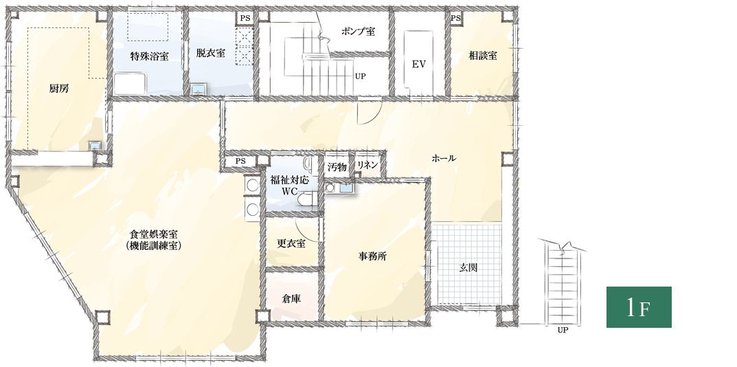 かえでシニアアルヴァンタウンⅠの1Ｆのフロアマップ