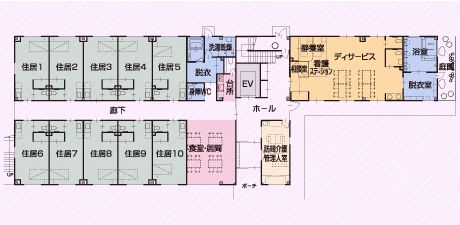 リライフ根道ケ丘の1階のフロアマップ