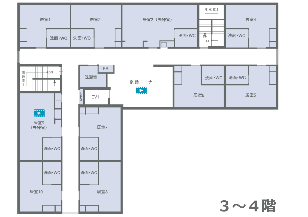 広々とした居室の間取り図
